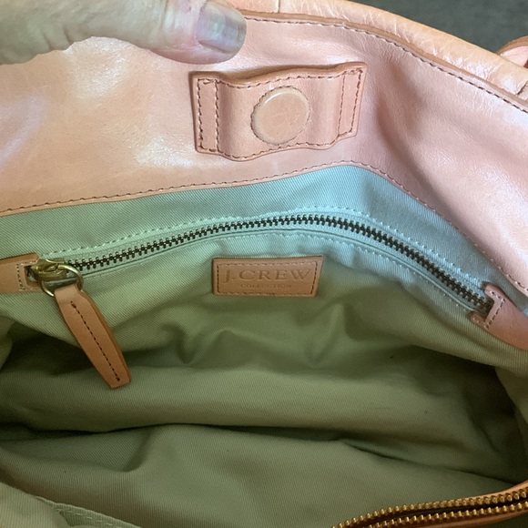 J.CREW NUDE PEACH LEATHER SATCHEL BAG WITH CROSSBODY CHAIN - Picture 5 of 11